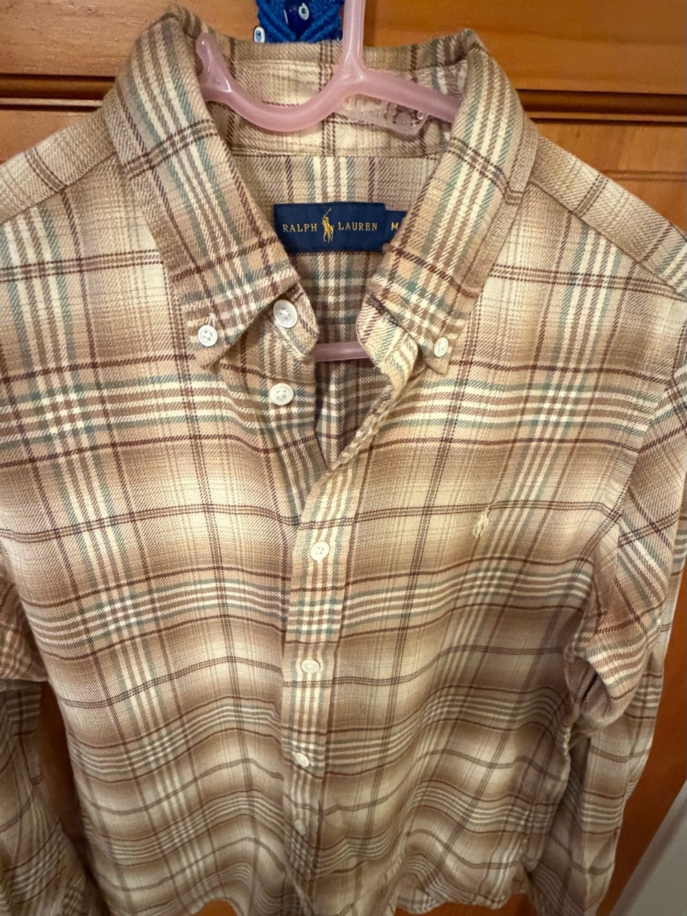 Ralph Lauren womens  Tan Plaid Button-Down Shirt